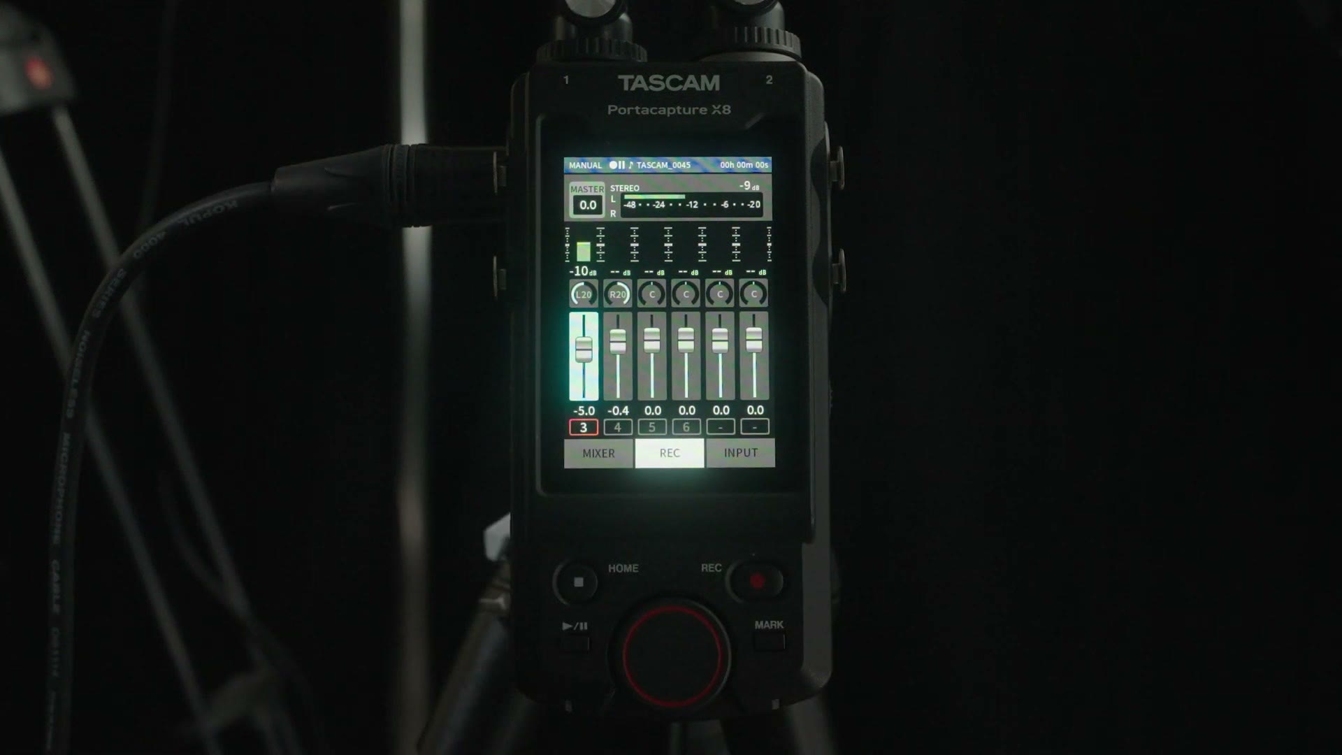 Mixer faders on the X8