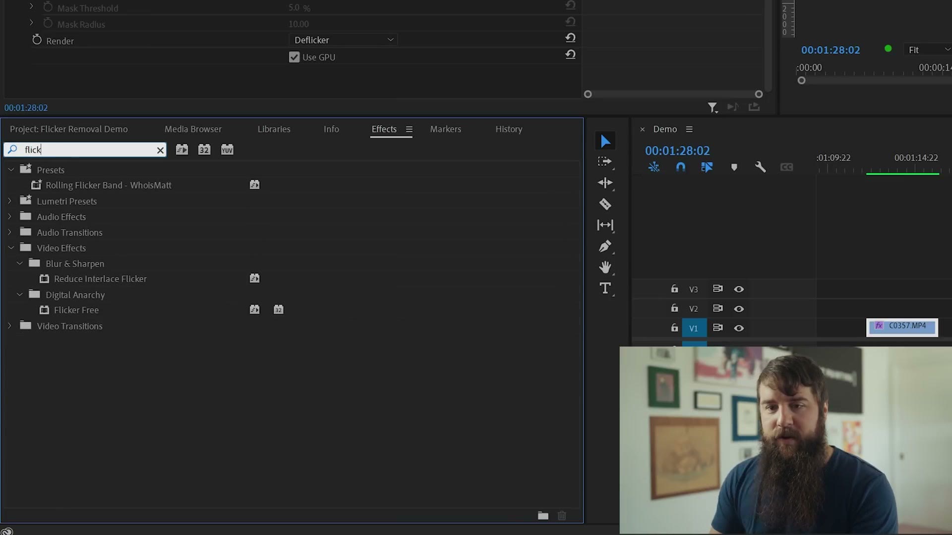 Motion compensation checkbox in the Flicker Free settings