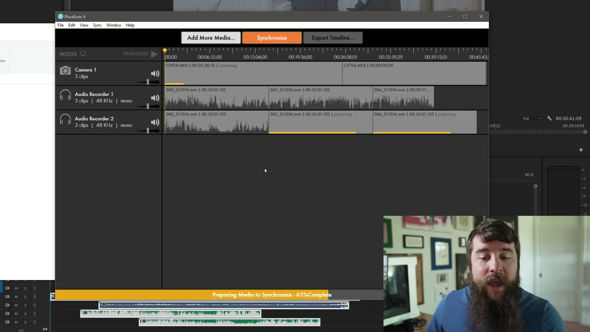 PluralEyes synchronizing a batch of clips