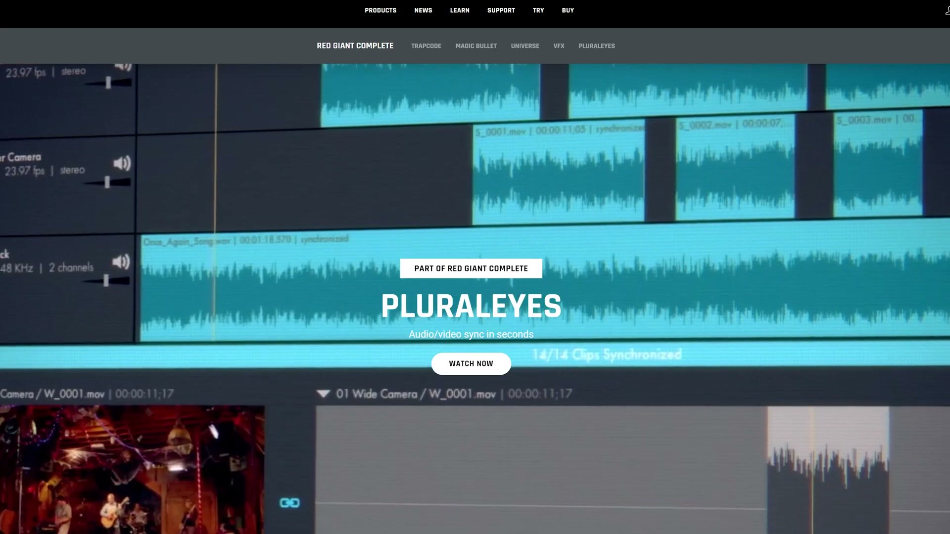 PluralEyes syncing audio and video waveforms