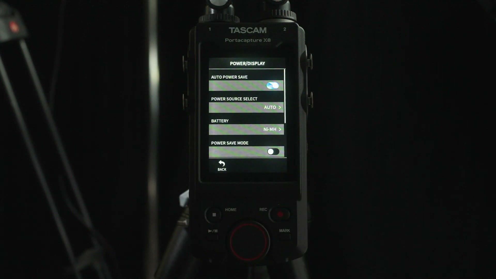 Power and display settings menu