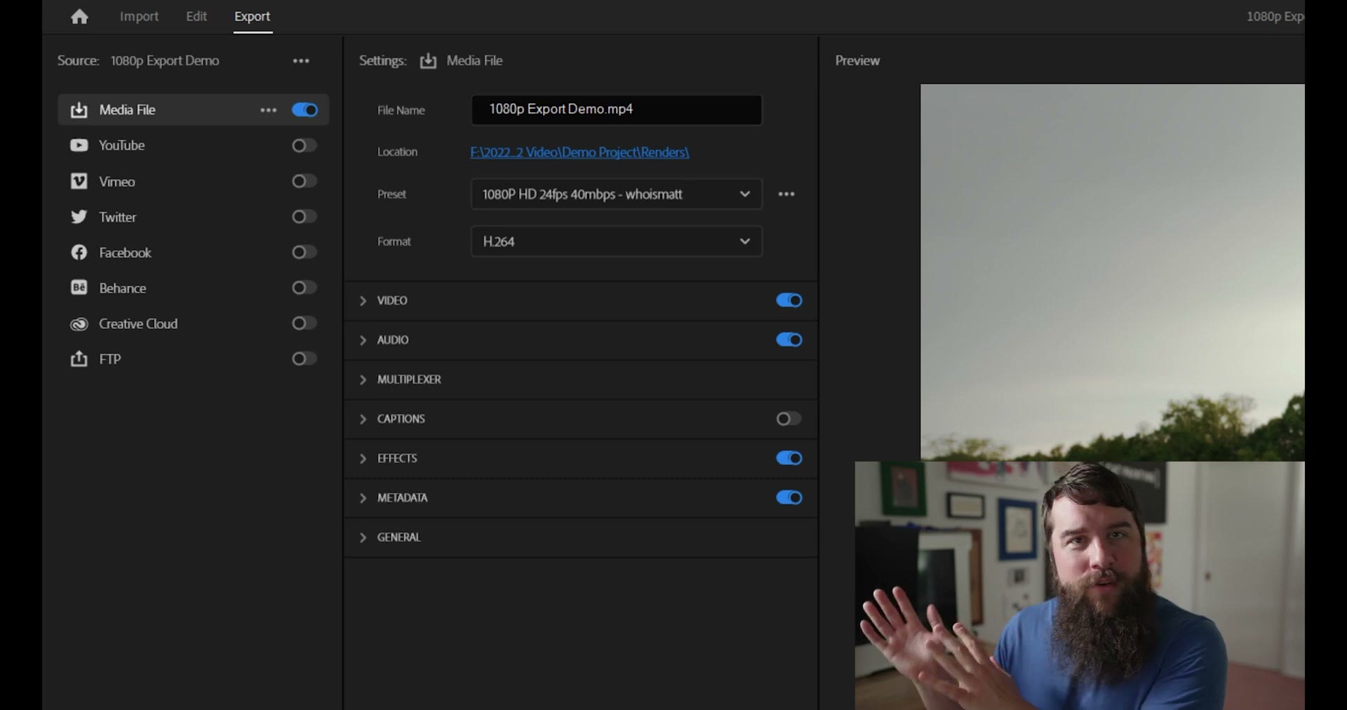 The Export tab added in Premiere Pro 2022
