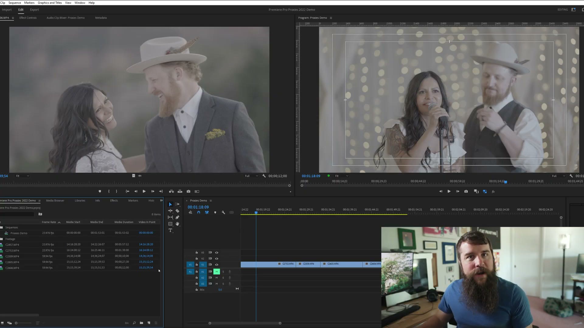 Adobe Premiere Pro timeline with 4K footage that is not playing back smoothly