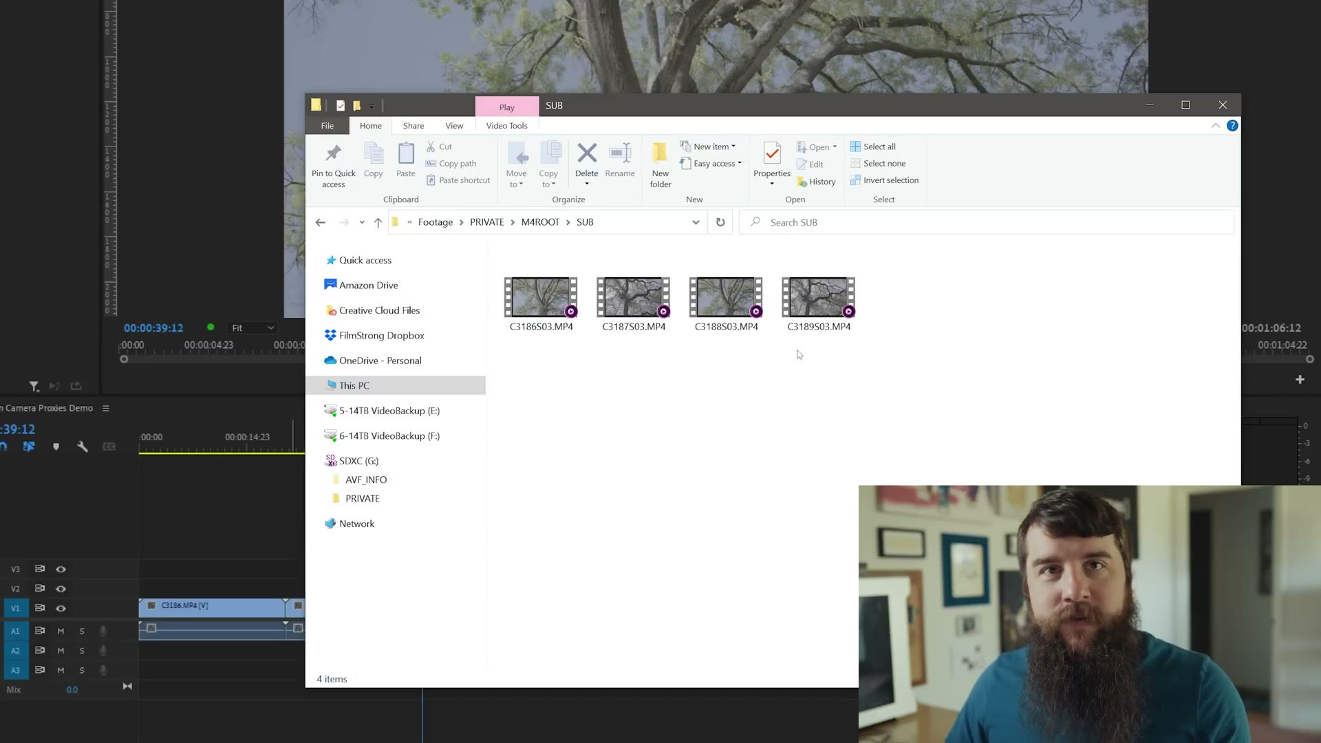 Proxy video files inside the SUB folder