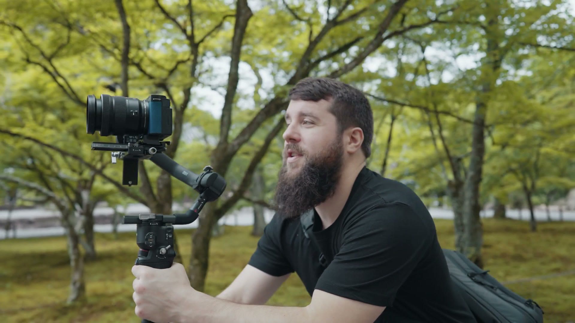 Matt Johnson filming with the DJI RS4 Pro gimbal in a park