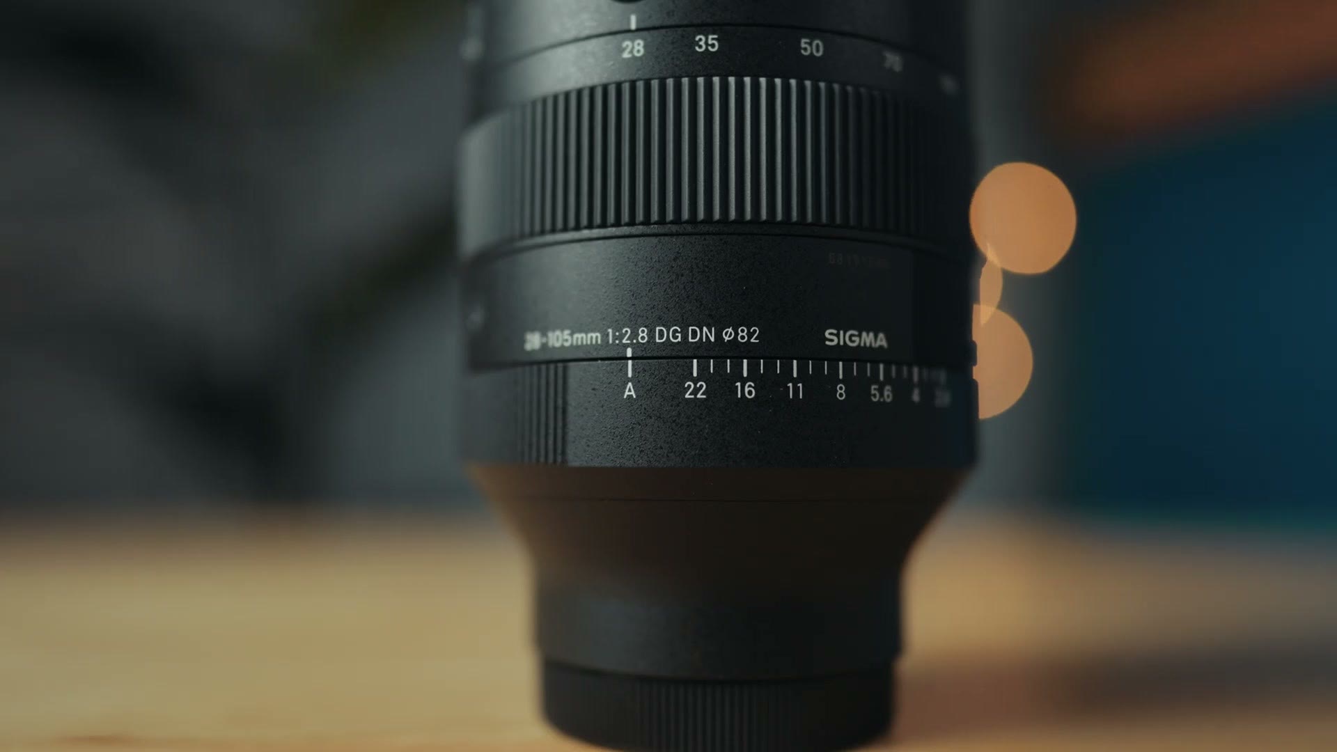 Close up of the Sigma 28-105mm f2.8 DG DN barrel markings and aperture ring