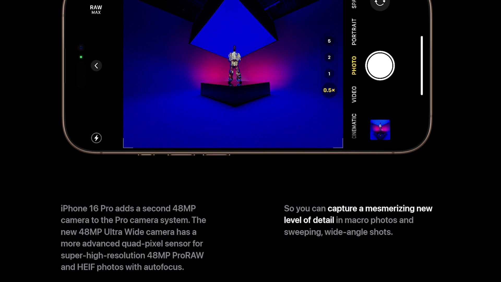 Apple page describing the second 48 megapixel camera in the iPhone 16 Pro system