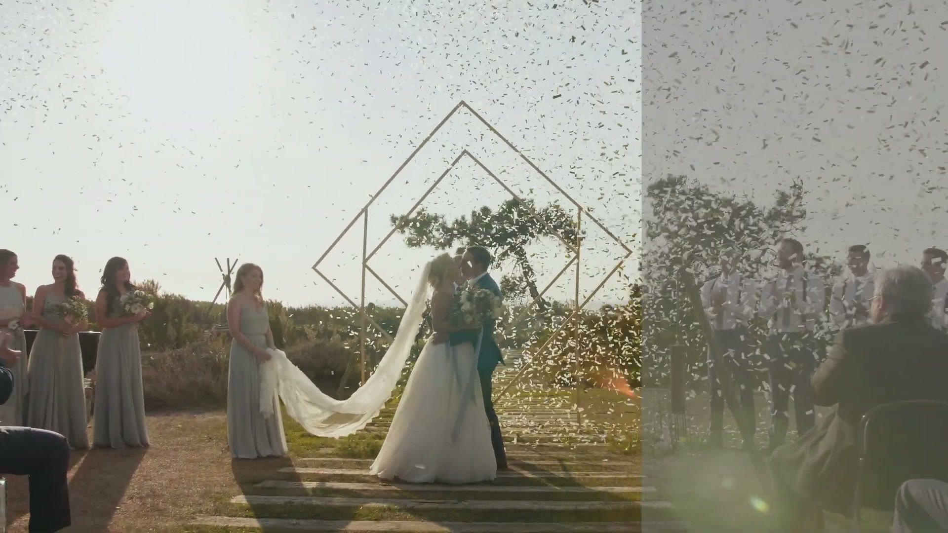 Split comparison of a wedding frame with and without LUT view assist applied