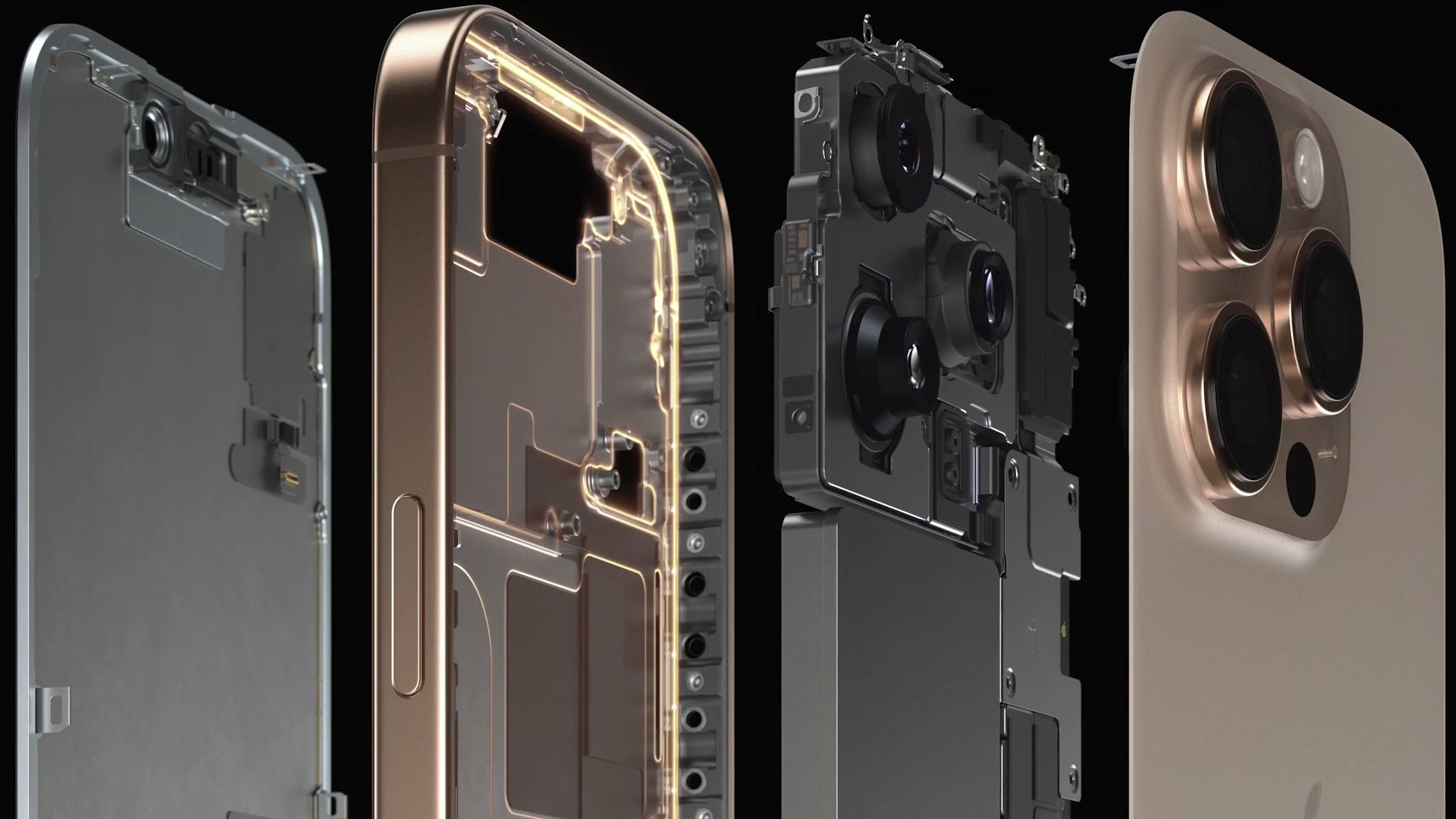 Cutaway render of the iPhone 16 Pro internal chassis and heat structure