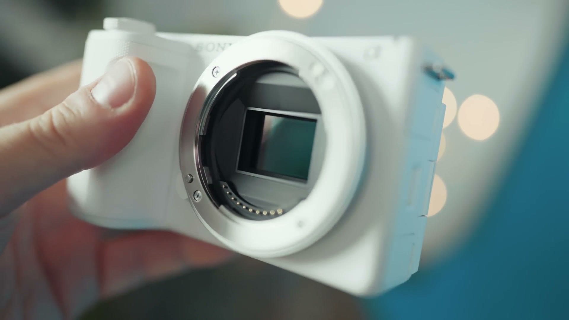 Close up of the Sony ZV-E10 II sensor through the lens mount
