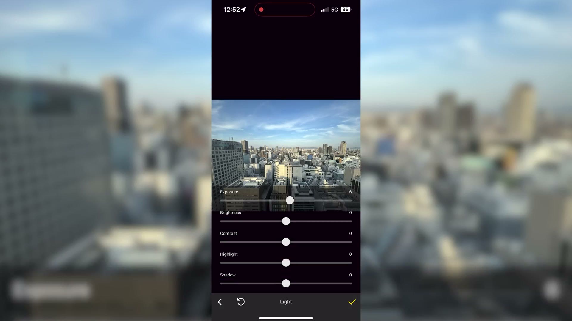 The Lumix Lab app on a phone with color adjustment sliders