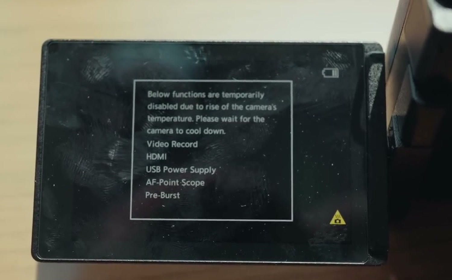 Panasonic Lumix S9 overheat warning saying functions are temporarily disabled