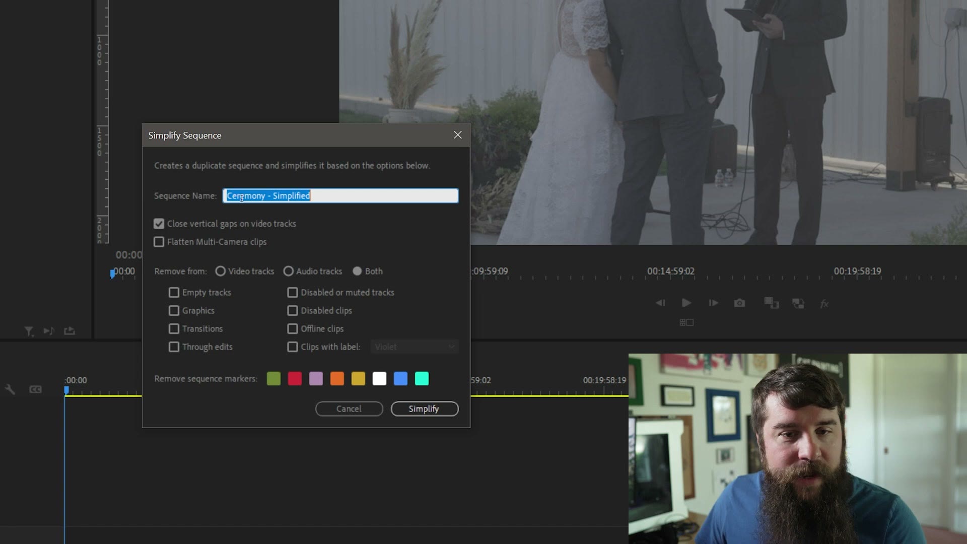 Simplify Sequence dialog in Premiere Pro