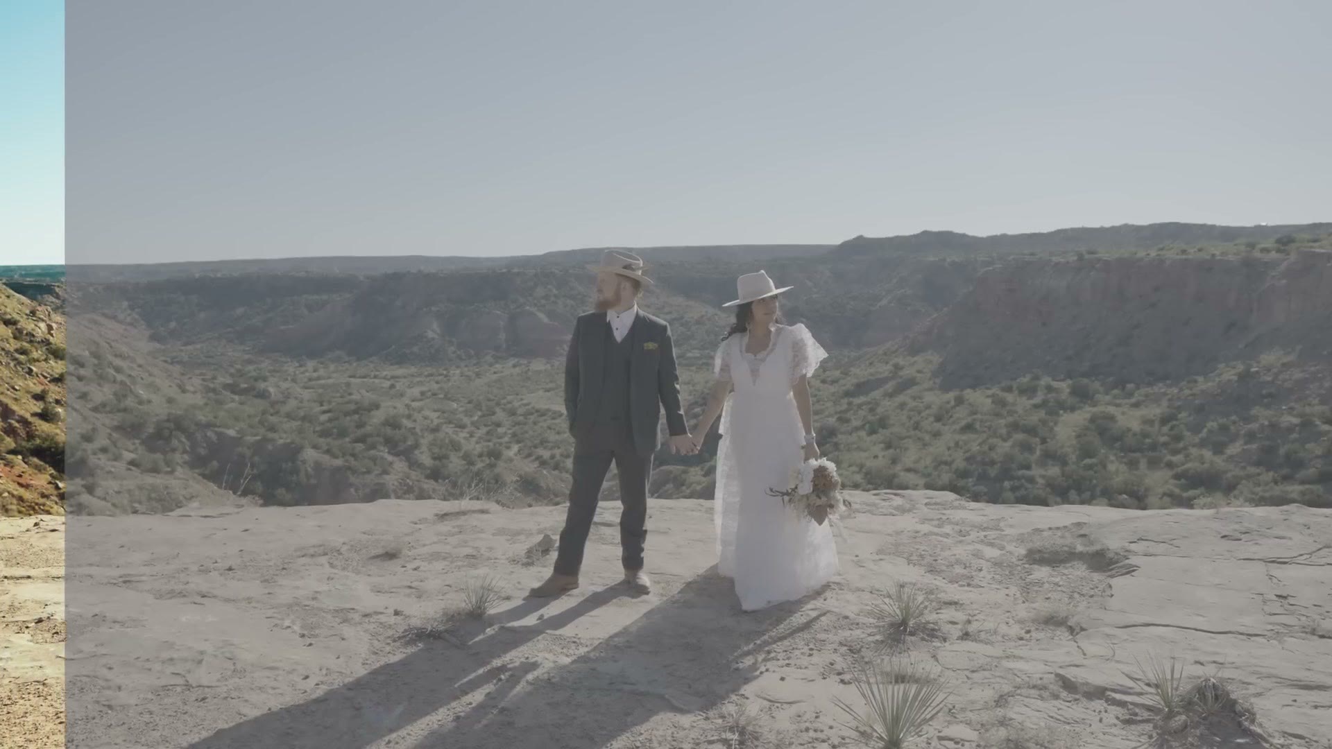 Split screen showing flat ungraded S-Log3 wedding footage next to the same shot after color grading