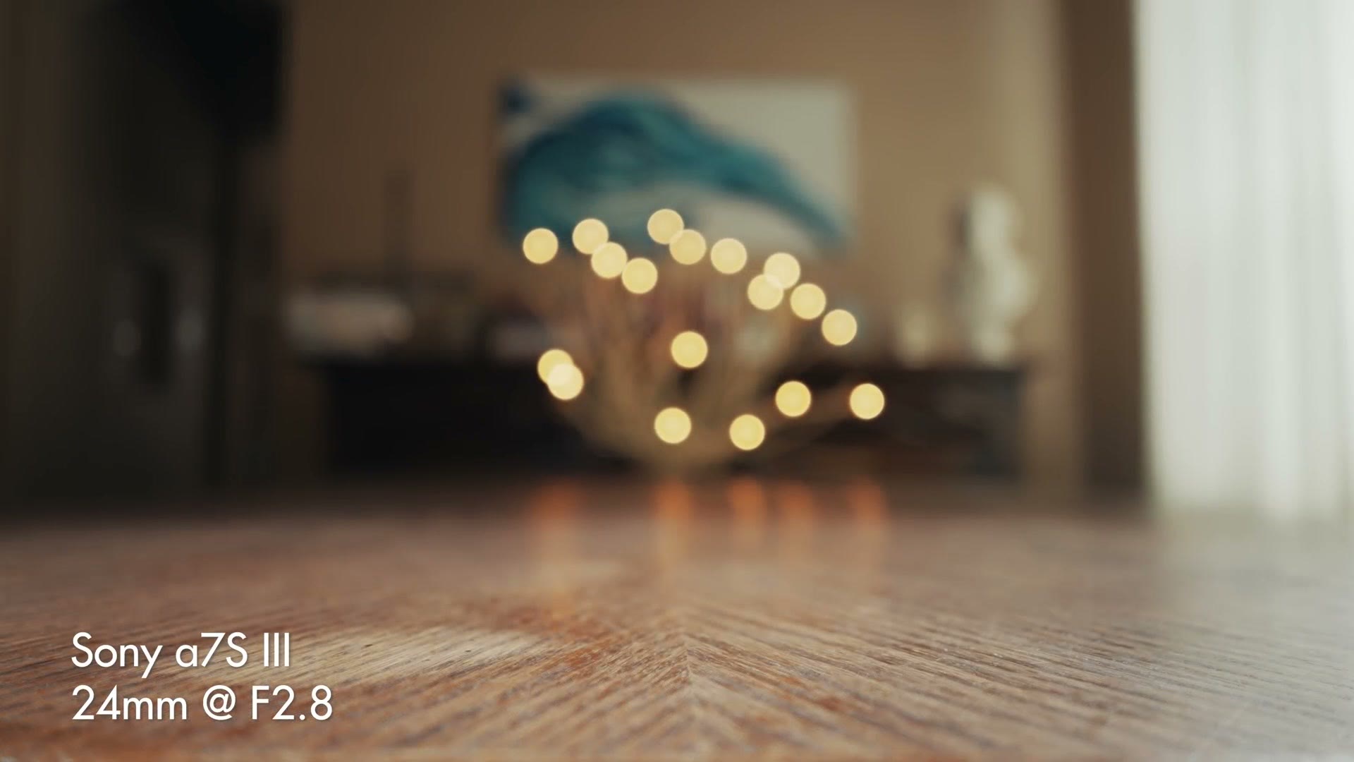 A rack focus test on a light sculpture filmed with the Sony 24mm at f/2.8