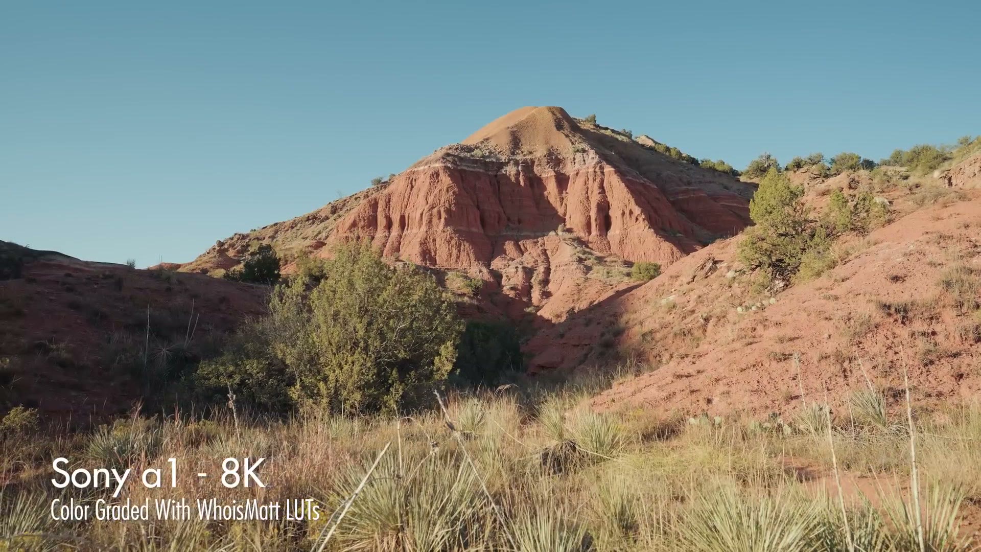 A red rock canyon landscape labeled Sony a1 - 8K, color graded with WhoisMatt LUTs