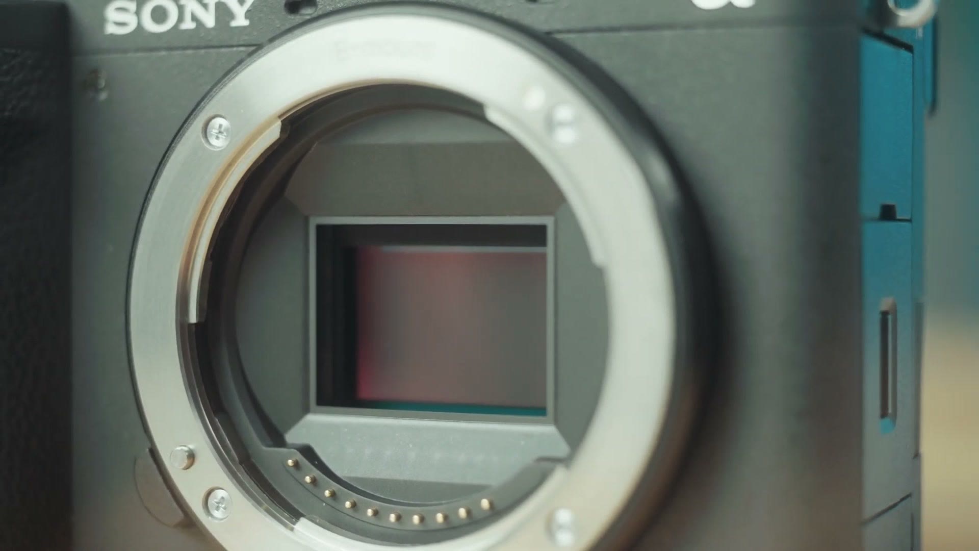 Close up of the APS-C sensor inside the Sony a6700