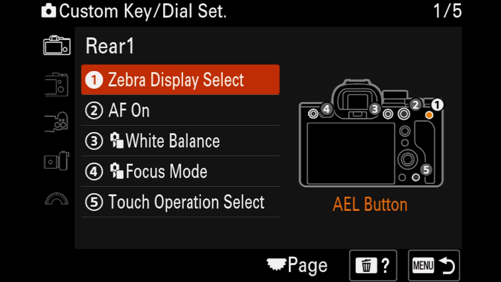 Sony a7 IV AEL button reassigned to Zebra Display Select