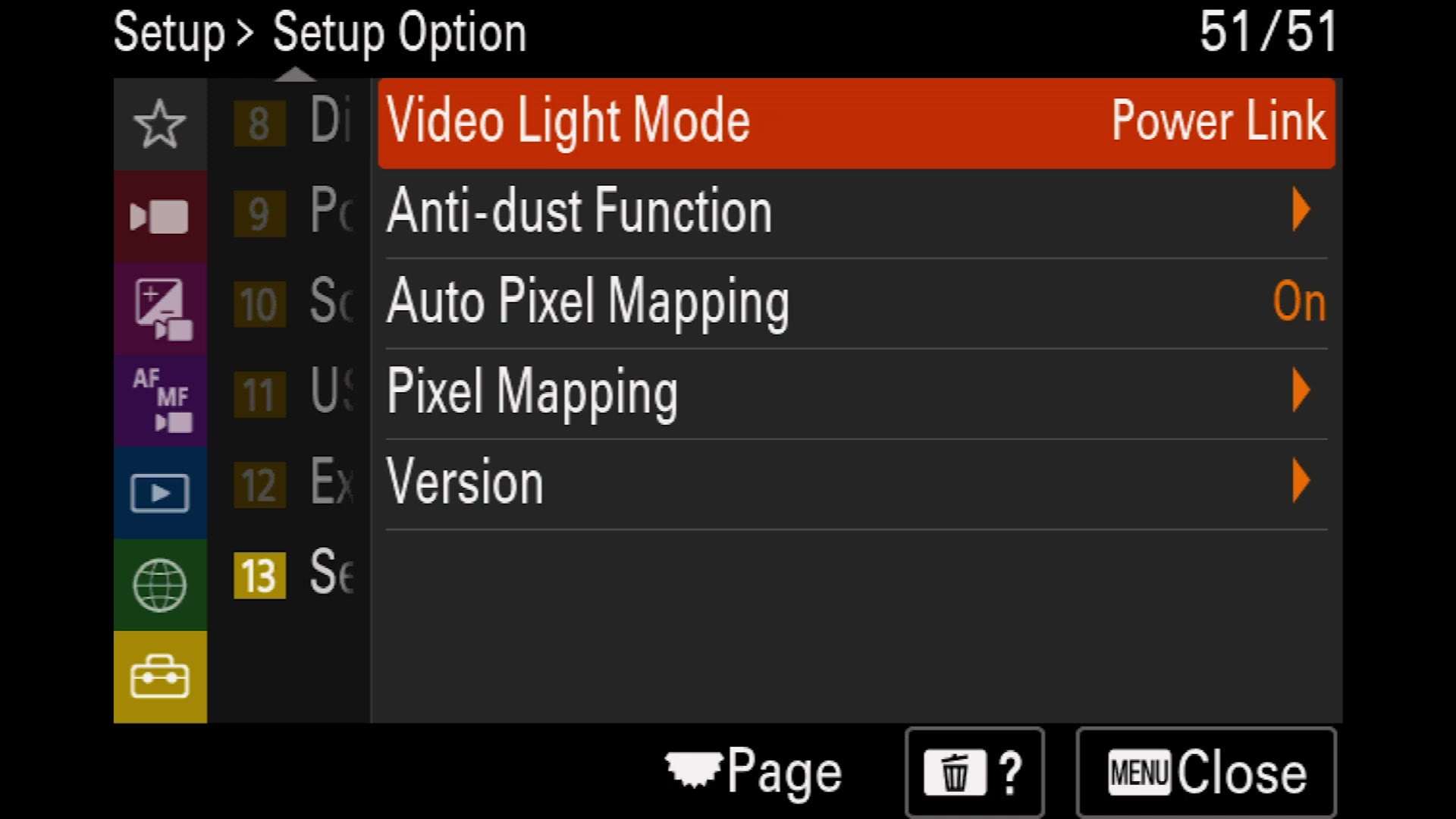 Sony a7 IV Anti-dust Function warning screen before enabling shutter when power off