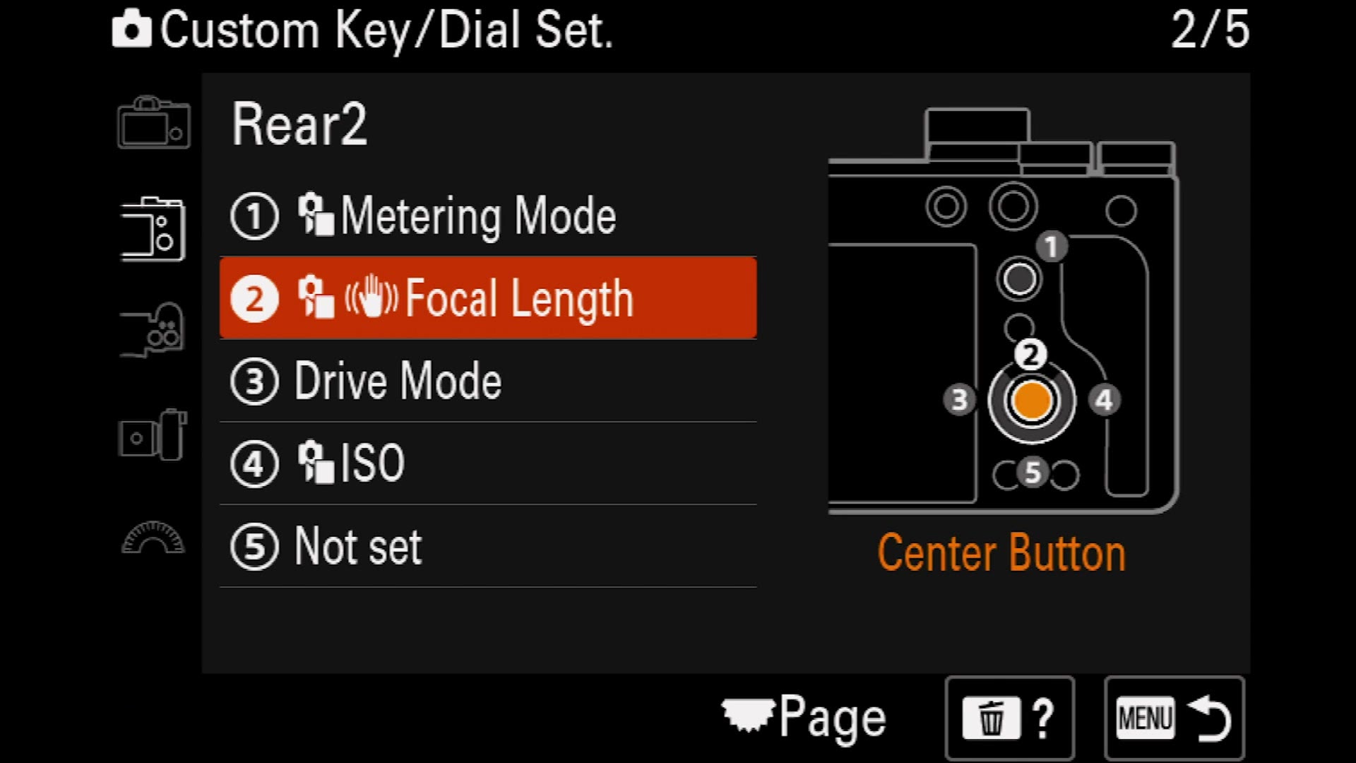Sony a7 IV center button reassigned to Focal Length