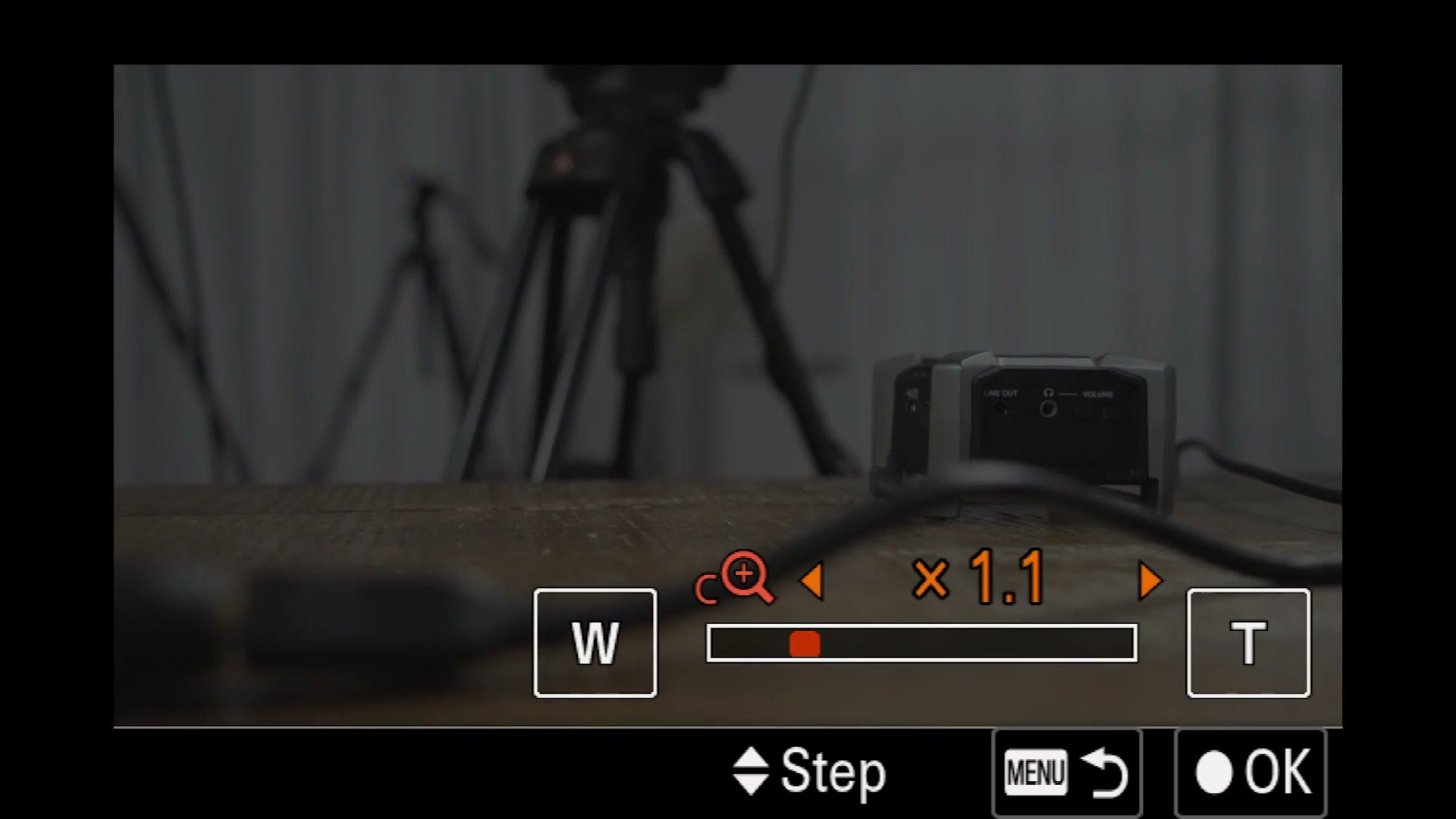 Sony a7 IV screen showing the clear image zoom slider at 1.1 times