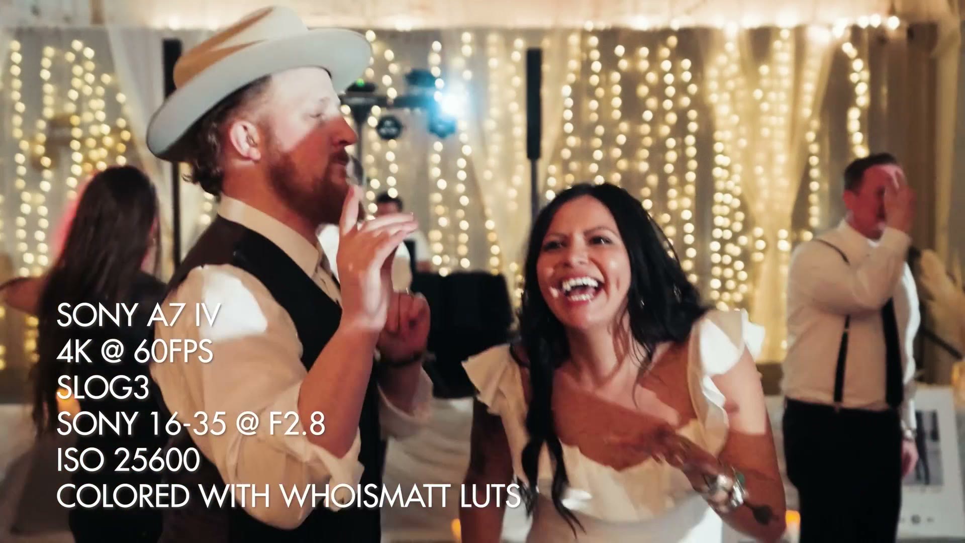 Wedding reception footage filmed on a Sony a7 IV at ISO 25600