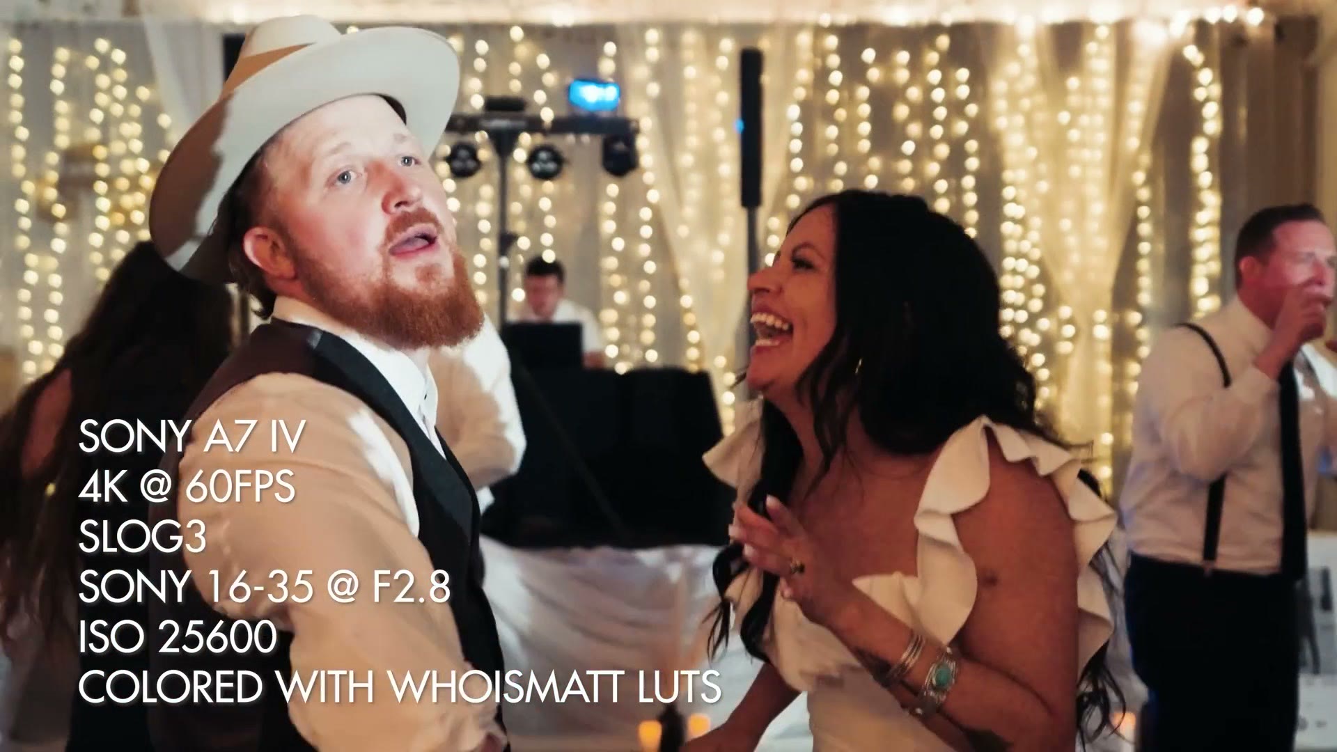 Wedding reception footage filmed on a Sony a7 IV at ISO 25600