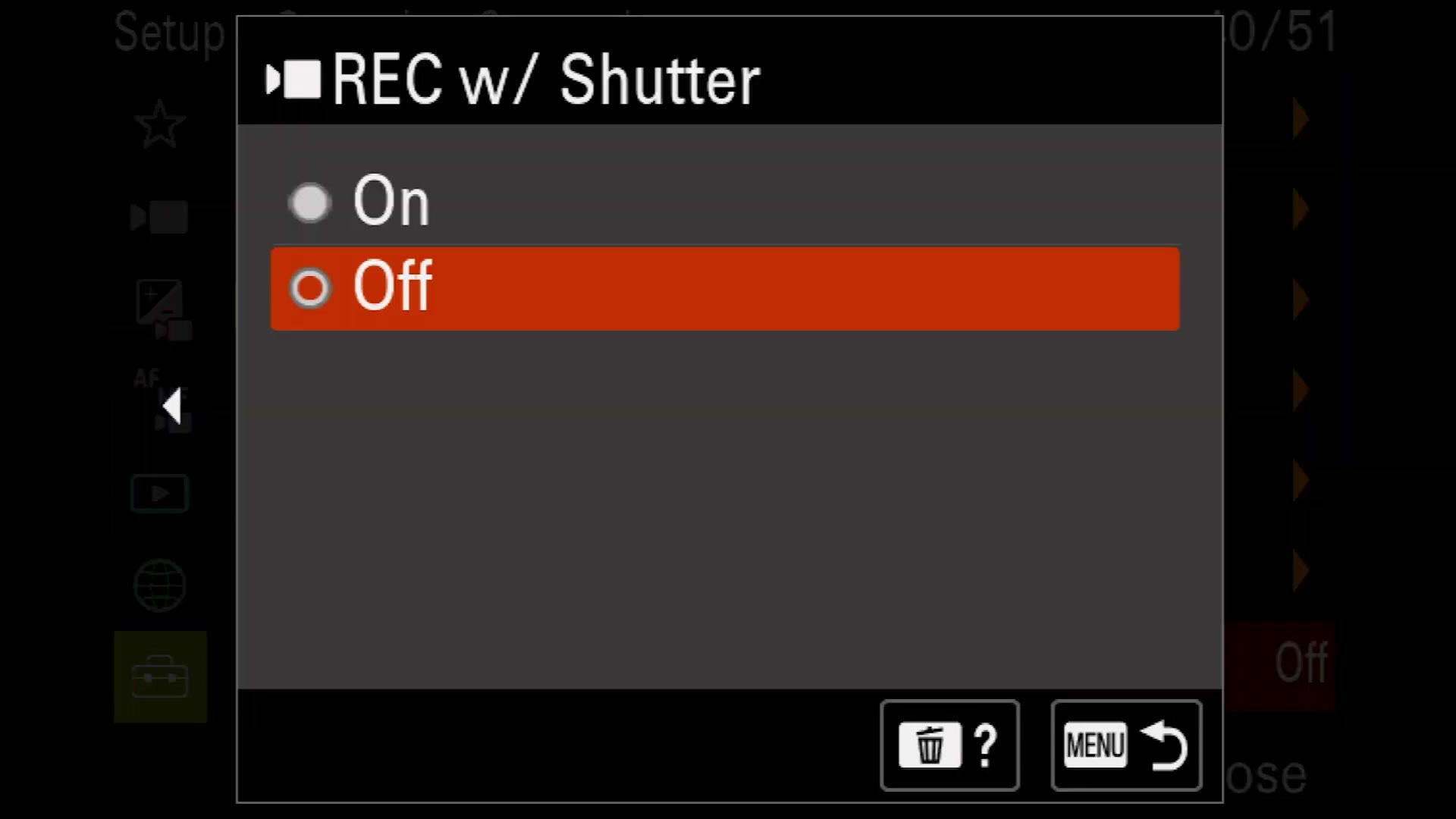 Sony a7 IV REC w/ Shutter setting