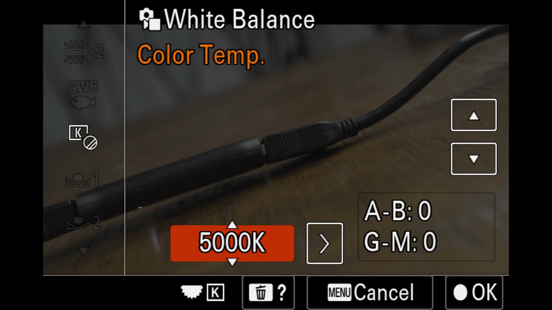 Sony a7 IV white balance color temperature set to 5000K