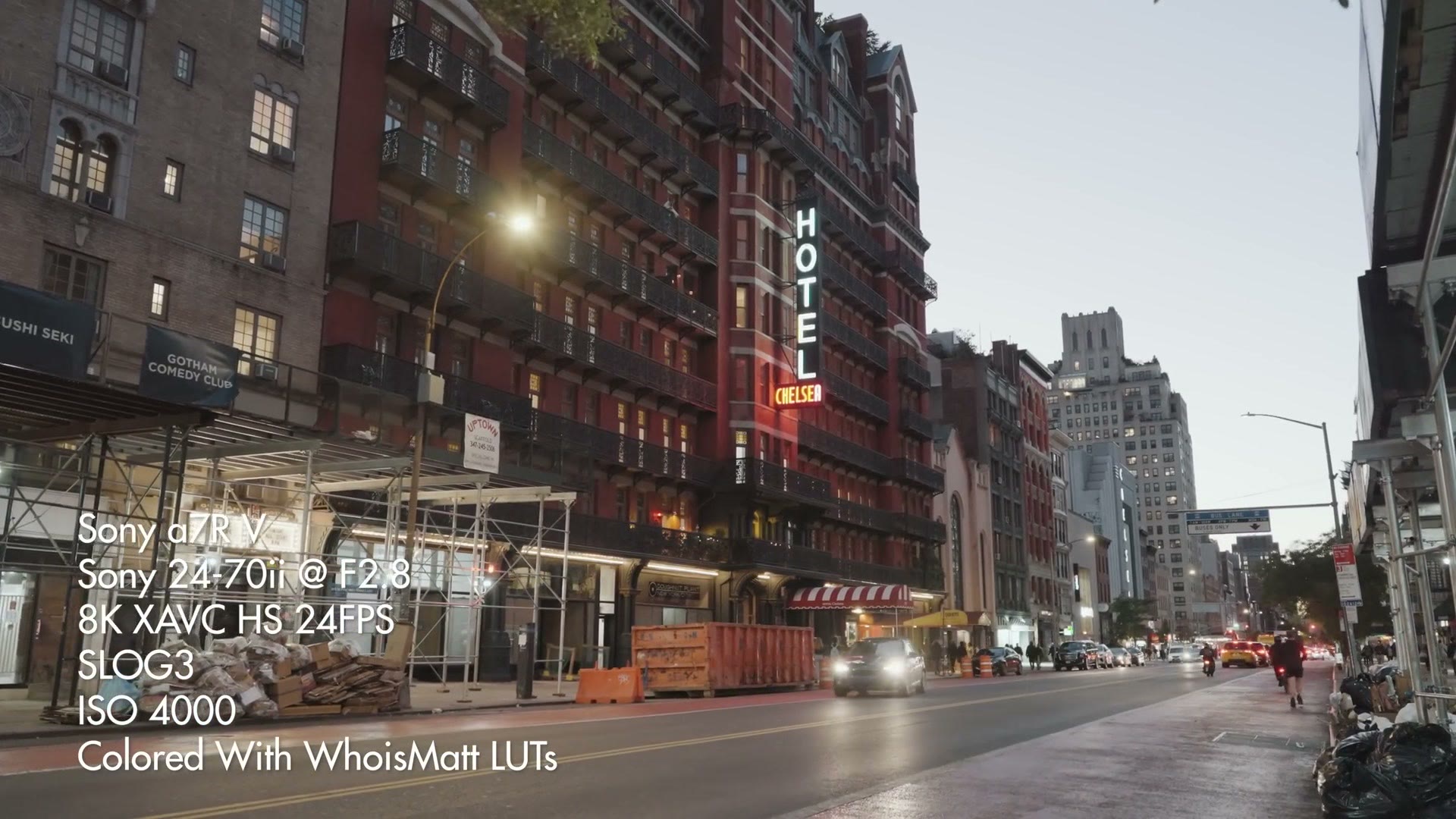 A walking shot down a New York City street filmed in 8K on the a7R V