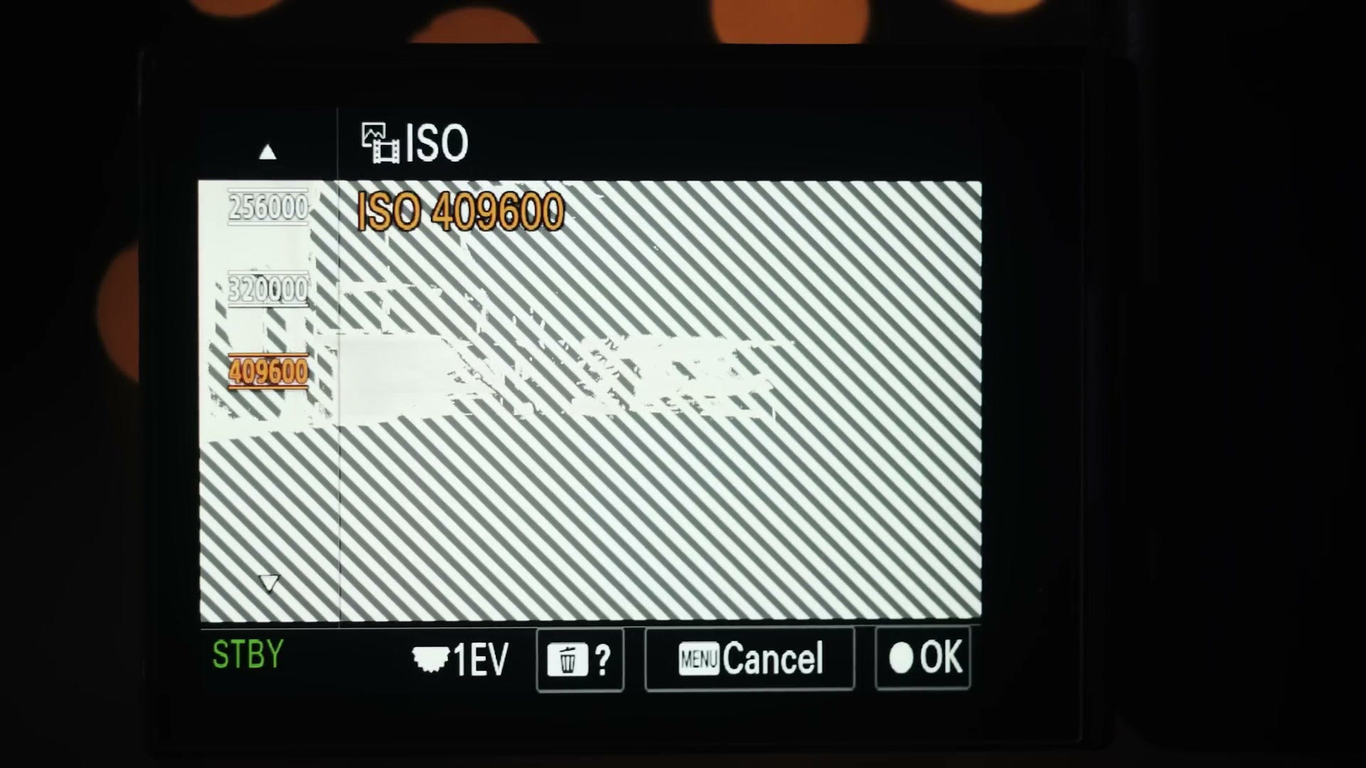 The a7S III ISO selector pushed all the way to 409,600