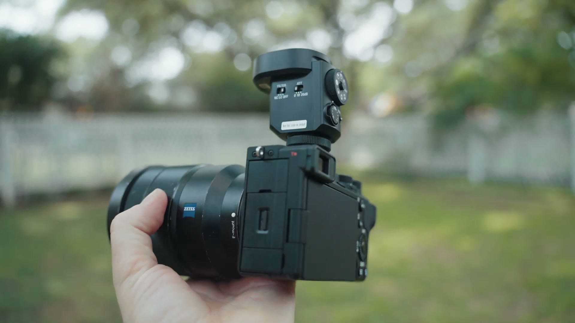 The Sony ECM-M1 mounted on a camera