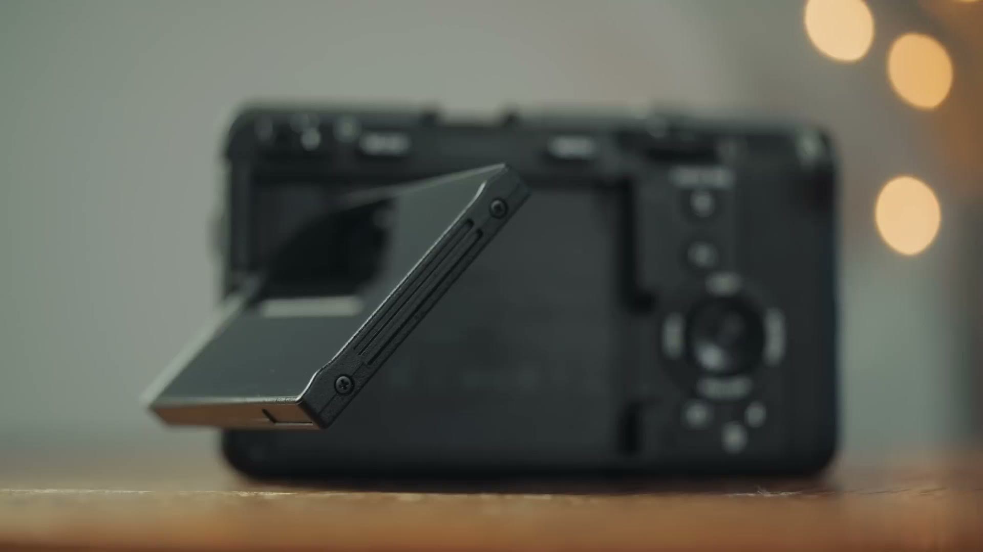 The Sony FX30 rear screen flipped out to the side
