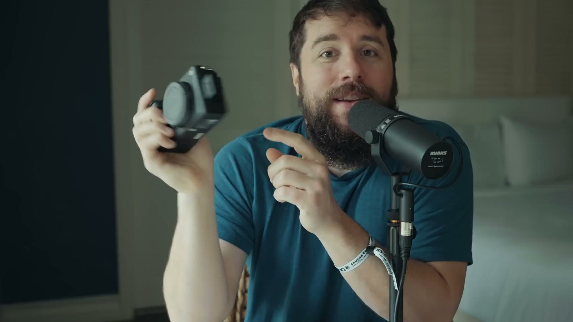 Matt Johnson showing the single SD card slot on the left side of the ZV-E1
