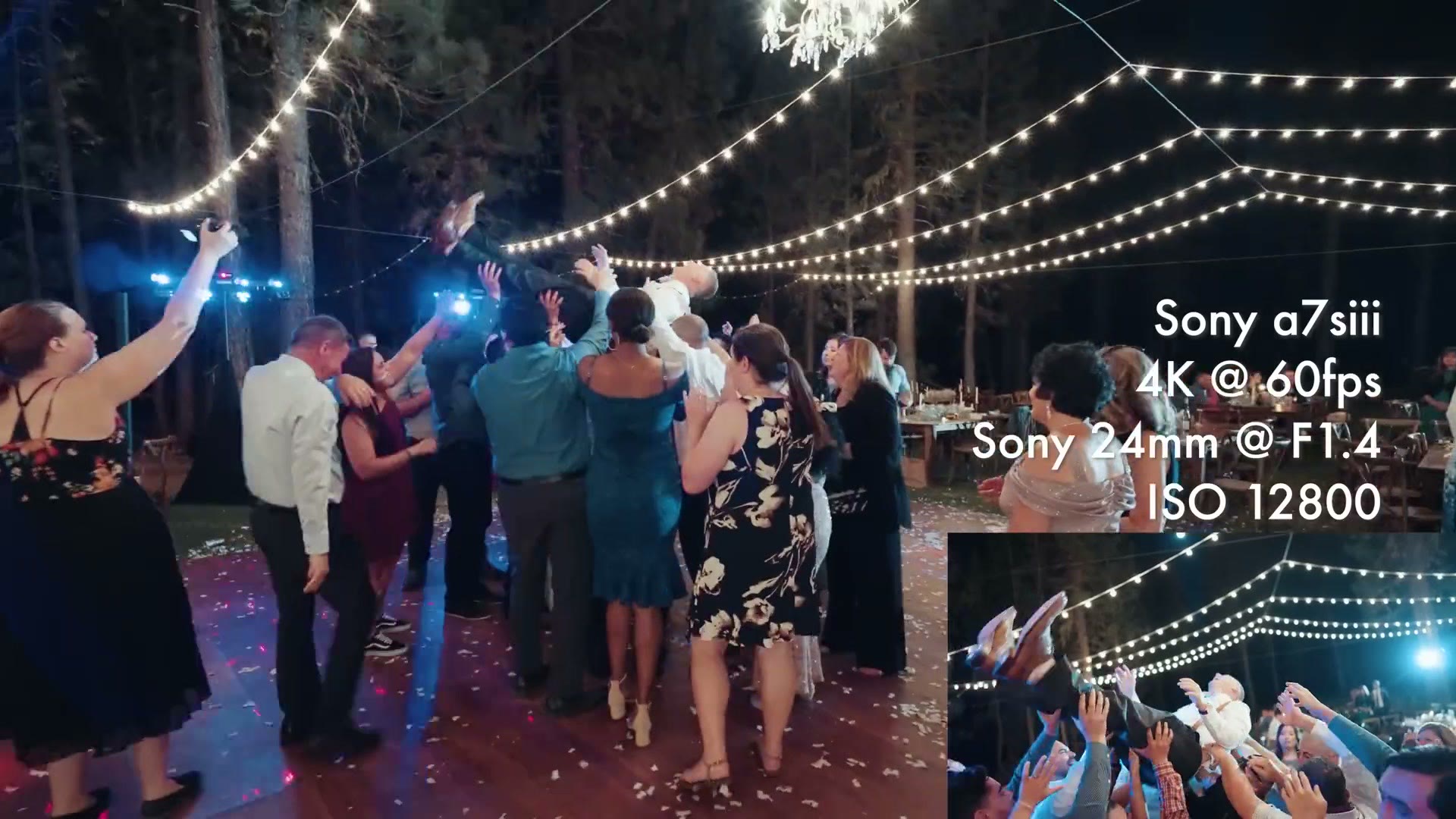 Sparkler send off filmed at ISO 12800