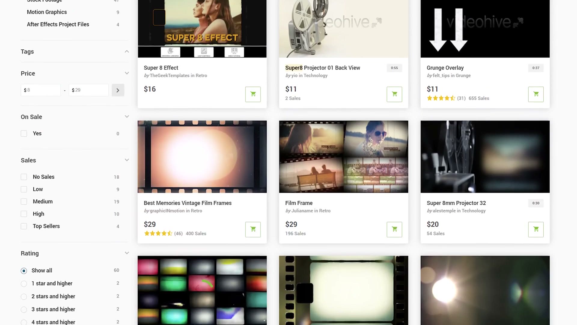 Stock site selling Super 8 film effect overlays