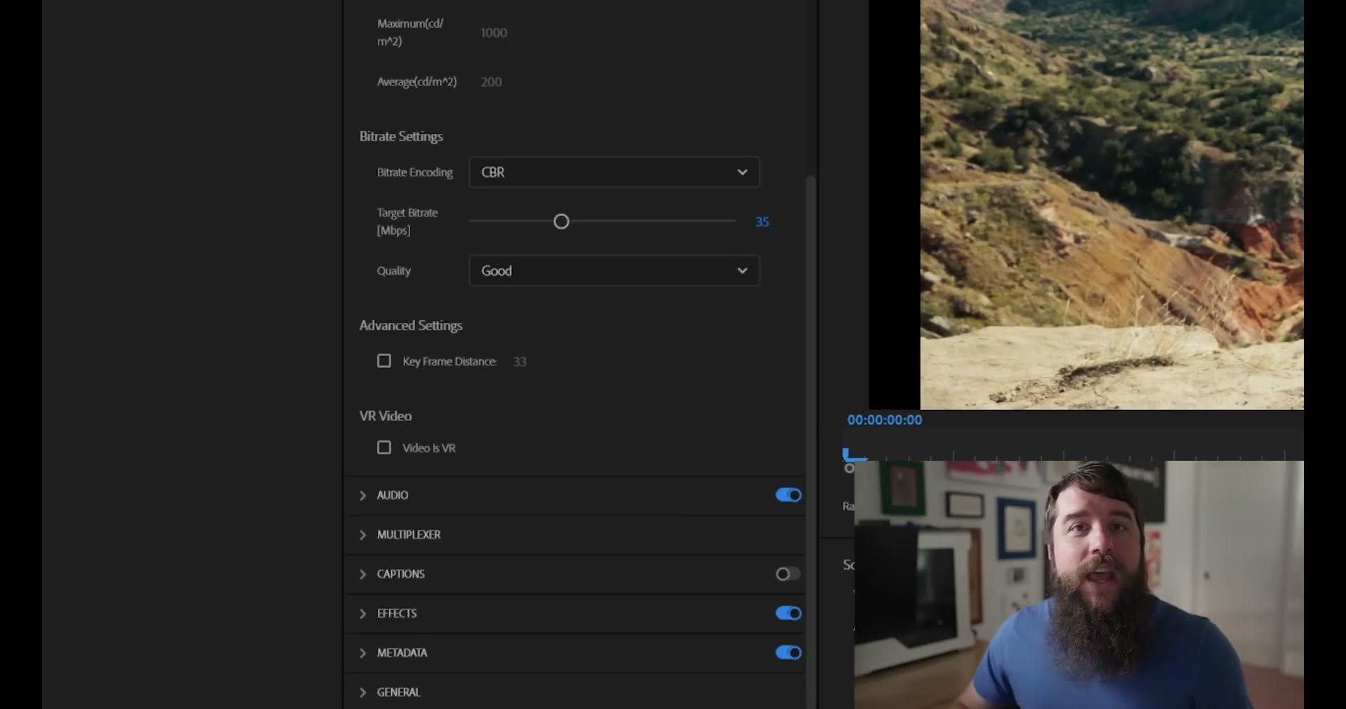 Target bitrate set to 50 megabits per second
