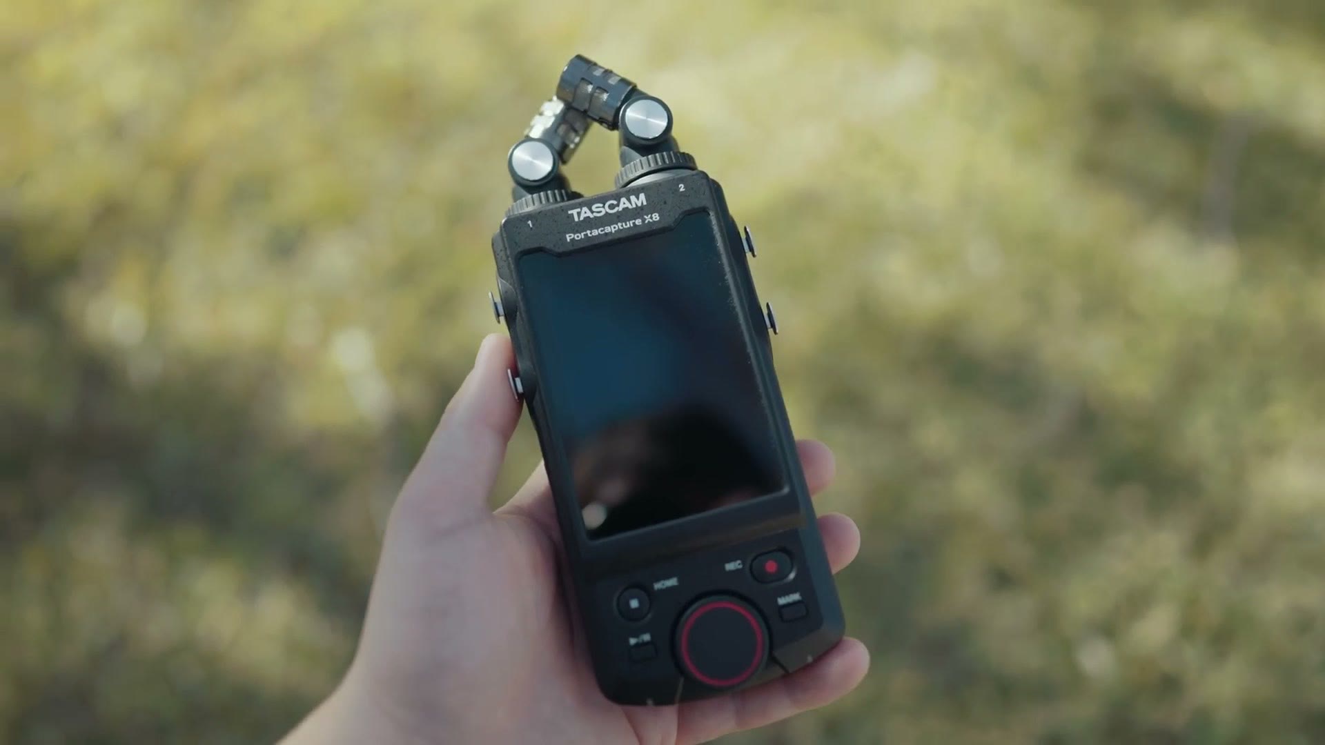 Front of the Tascam X8 showing the large screen