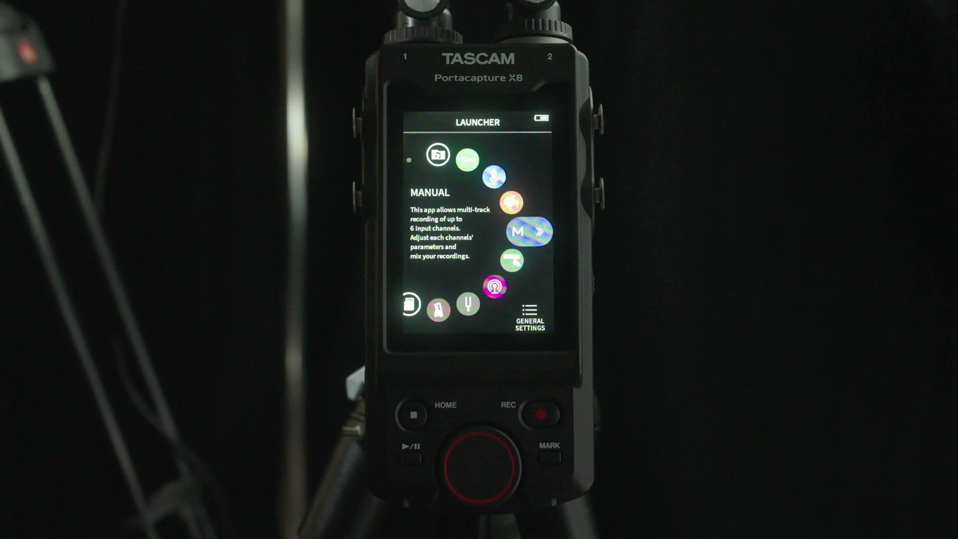 Tascam Portacapture X8 launcher screen