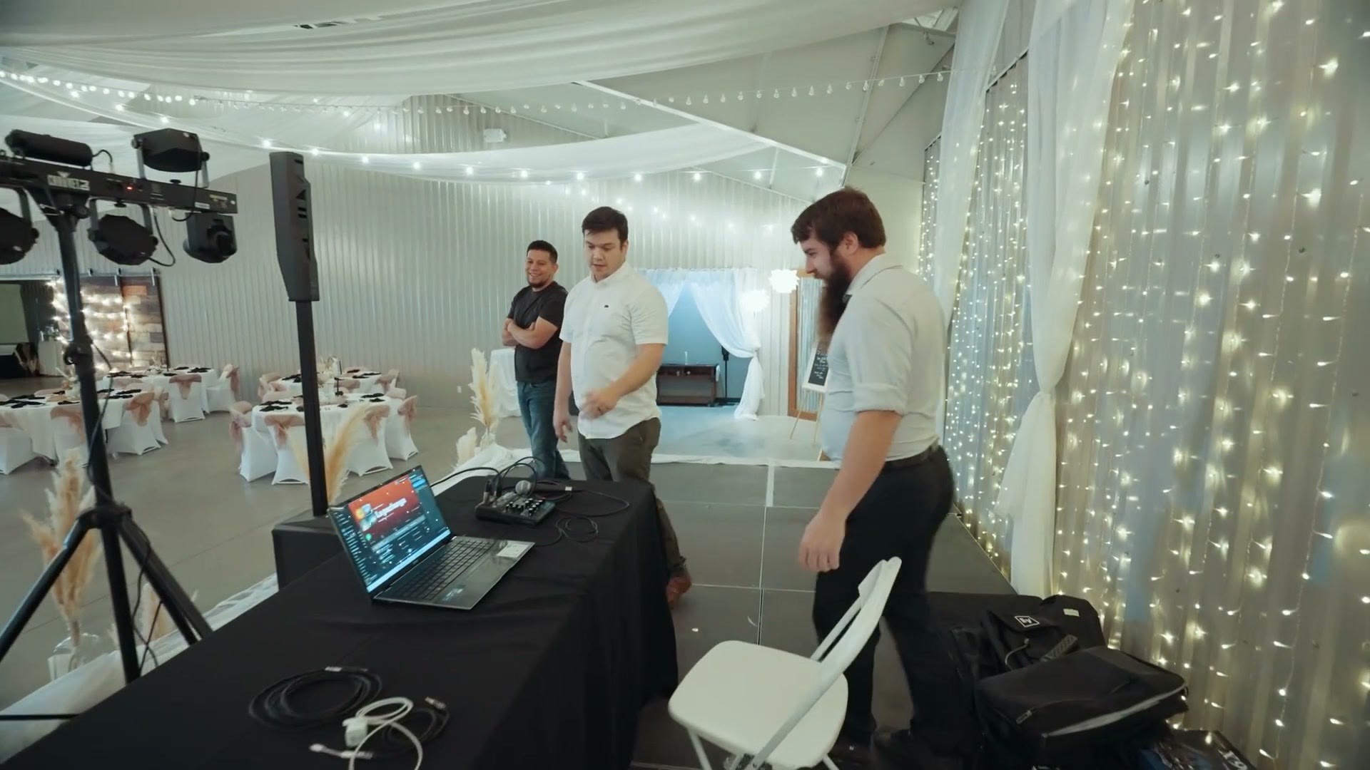 The DJ's small soundboard setup