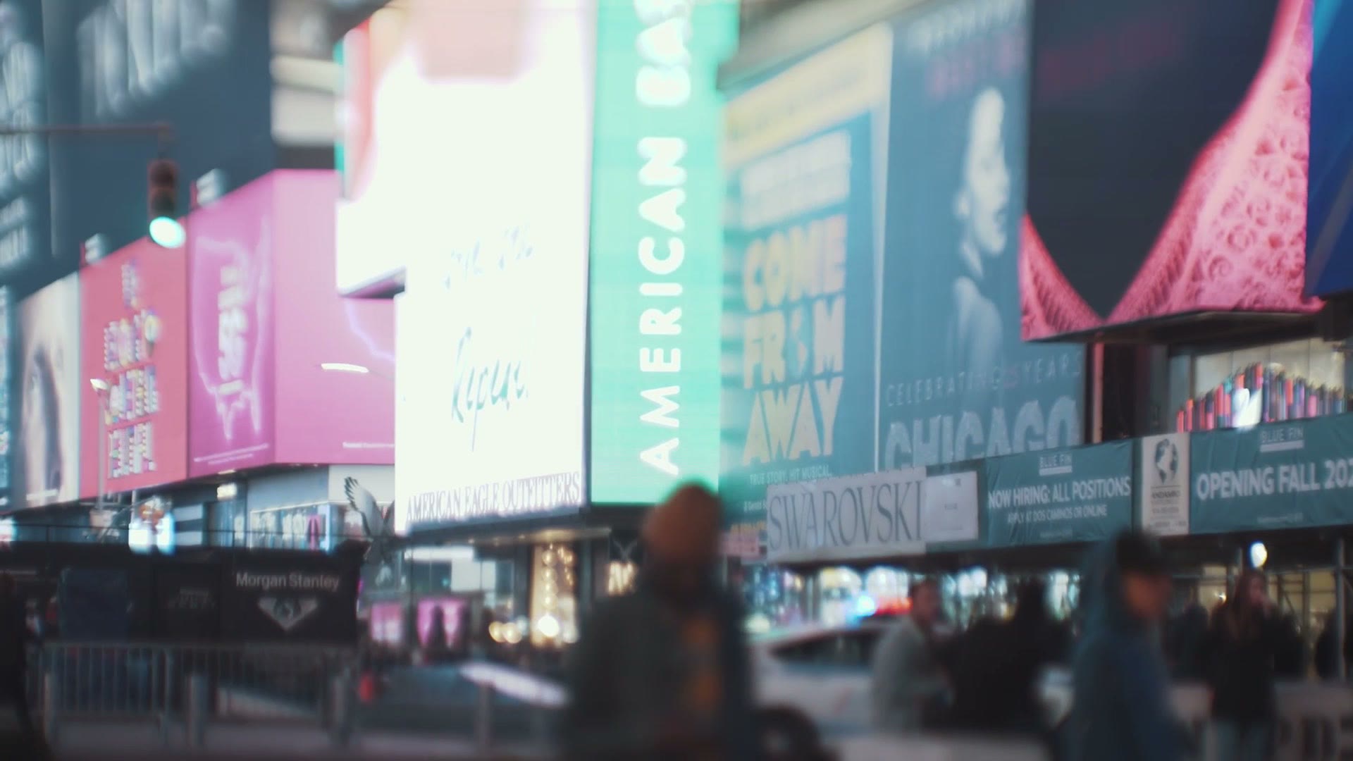 Billboards and screens in Times Square New York