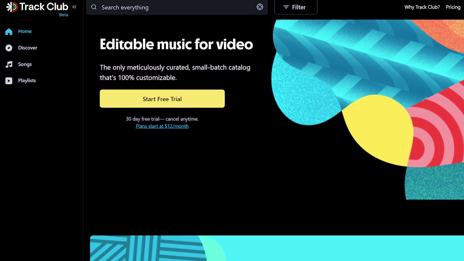 The Track Club music licensing website