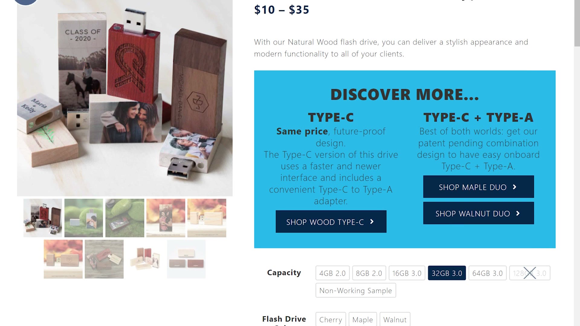 Photo Flash Drive natural wood USB flash drive product page