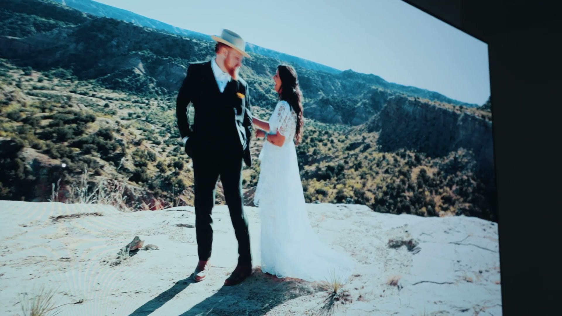 A wedding film playing from a USB flash drive on a smart TV