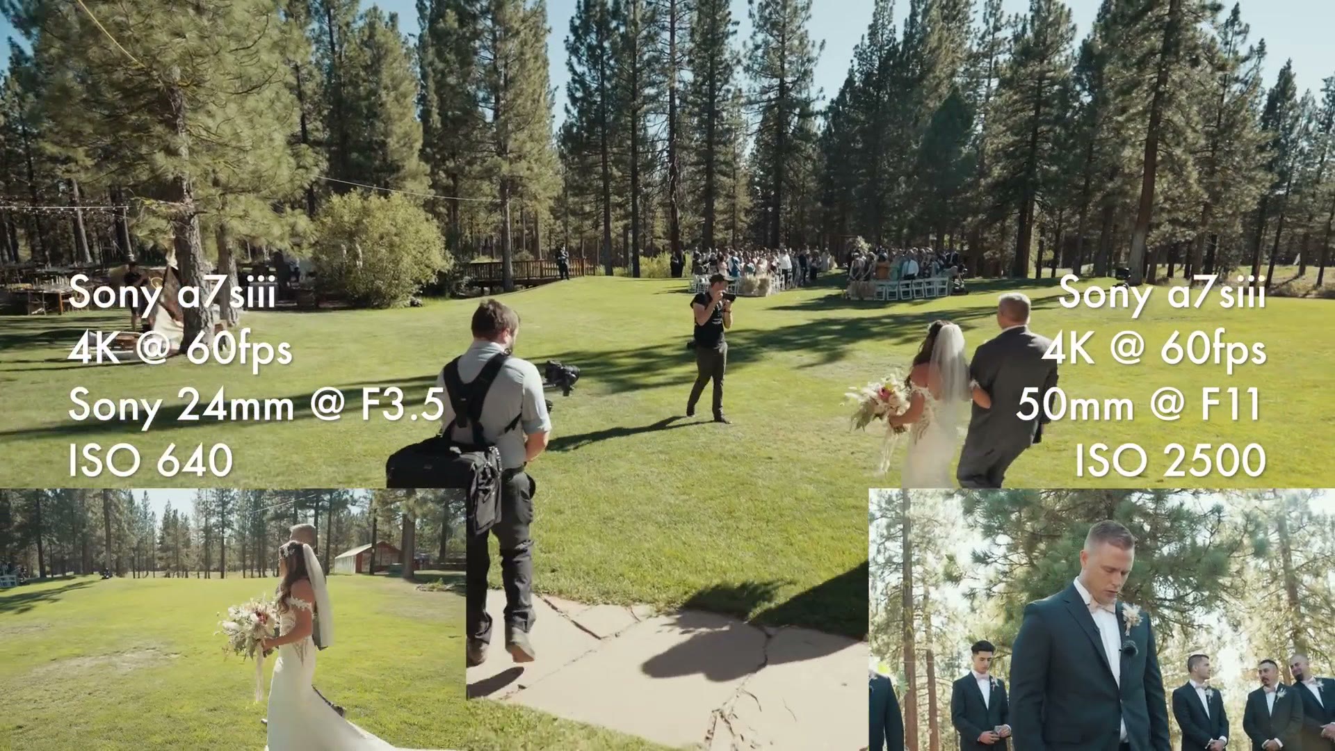 The wedding ceremony filmed from two angles at 24mm and 50mm