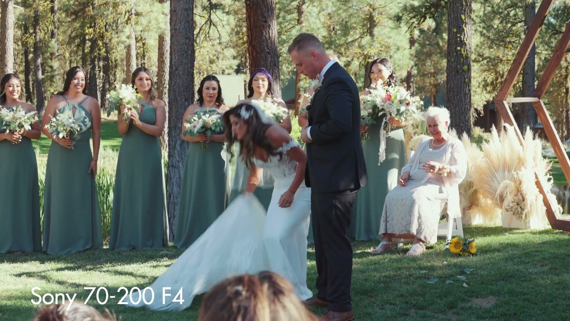 A wedding party watching a ceremony, filmed on the Sony 70-200 F4