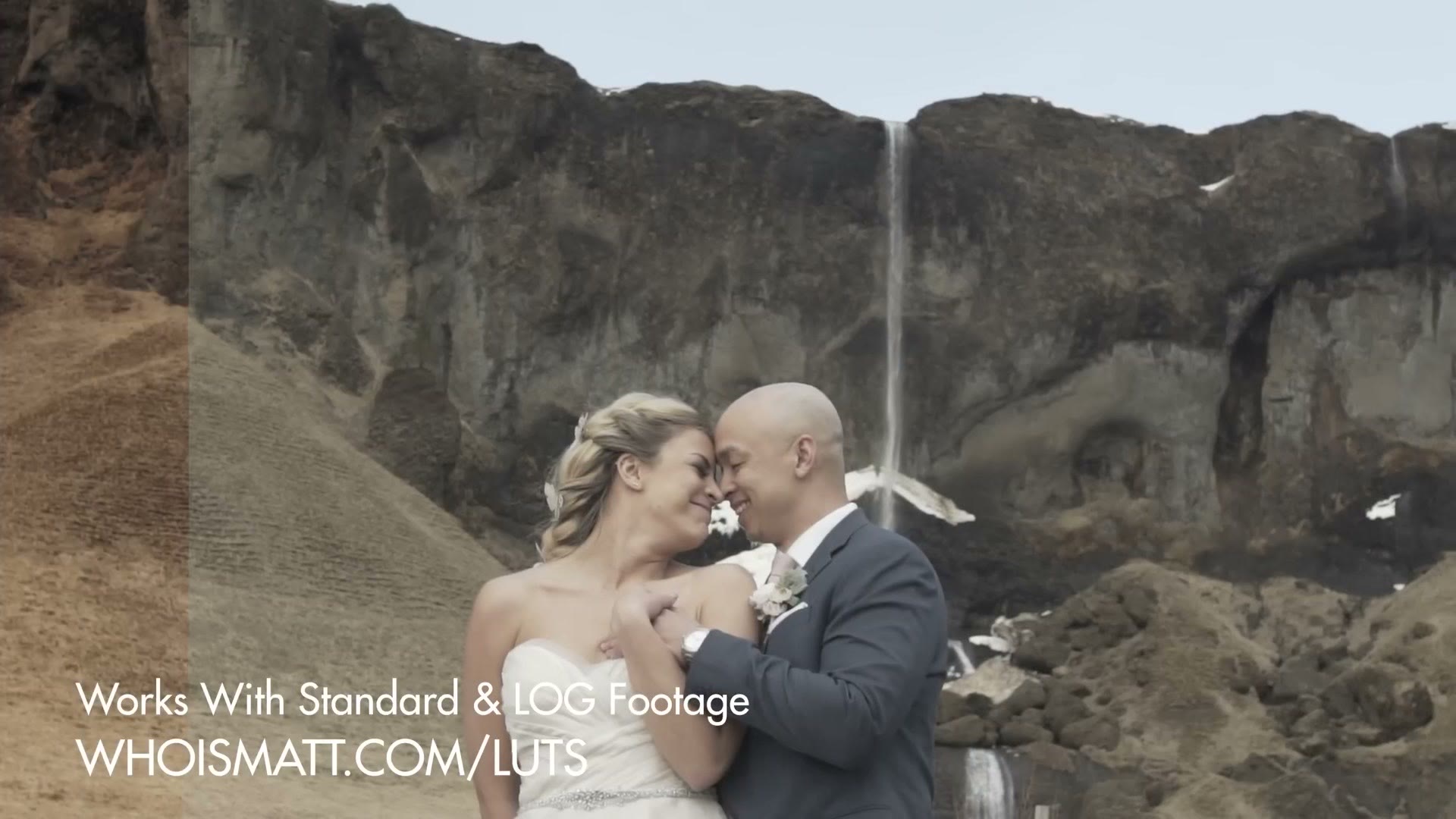 WhoisMatt LUTs end card over a wedding film clip