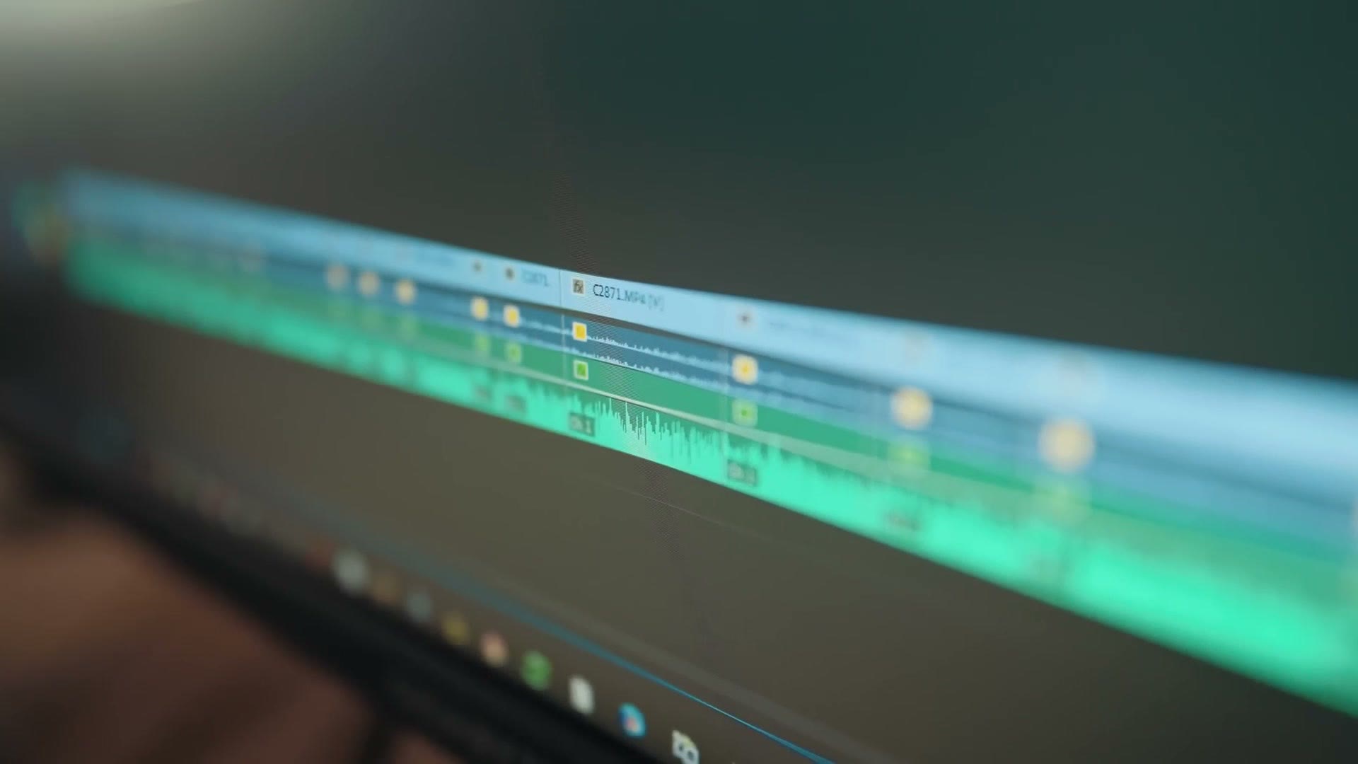 Close up of a wide editing timeline