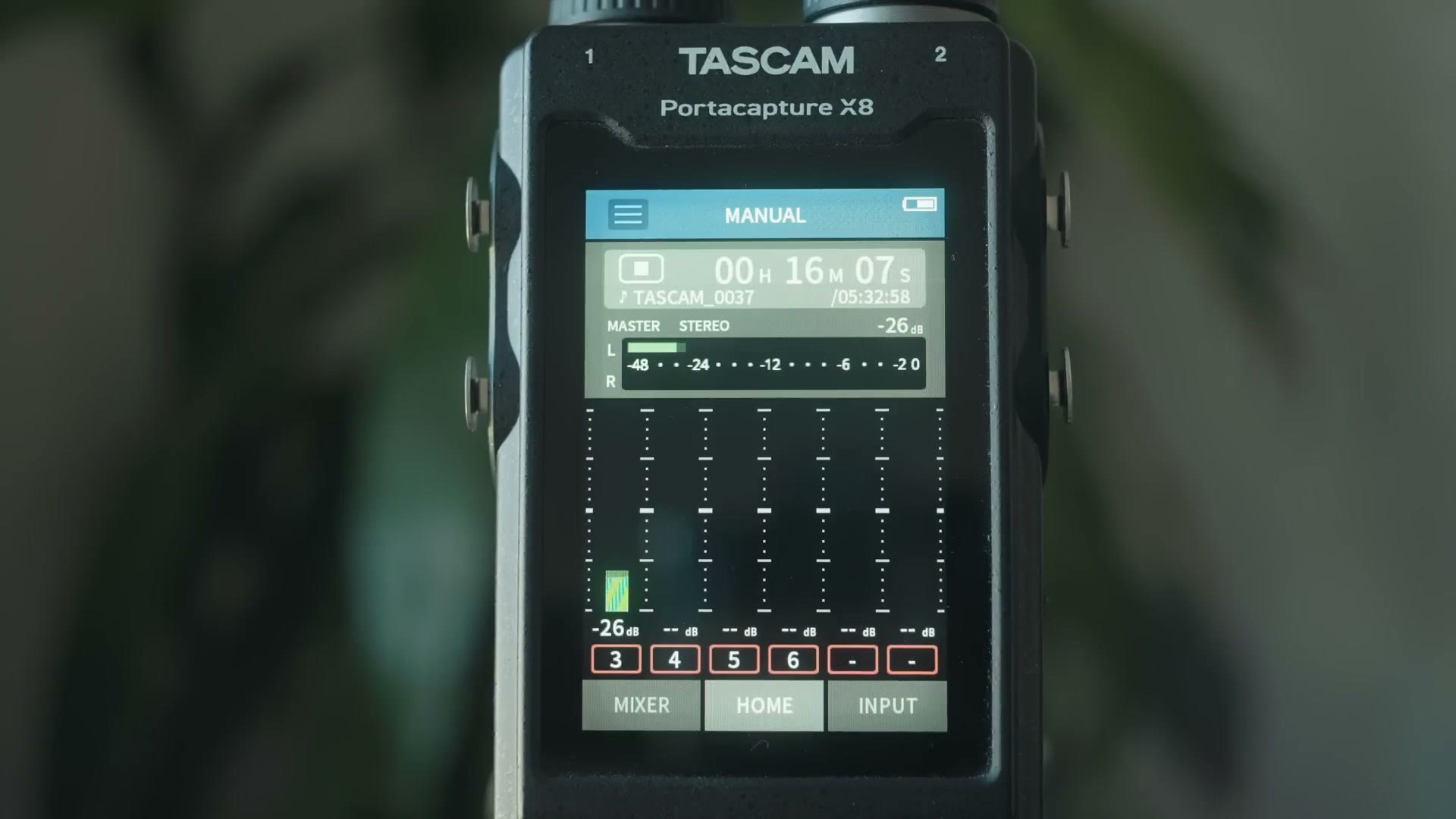 X8 manual preset showing multitrack meters
