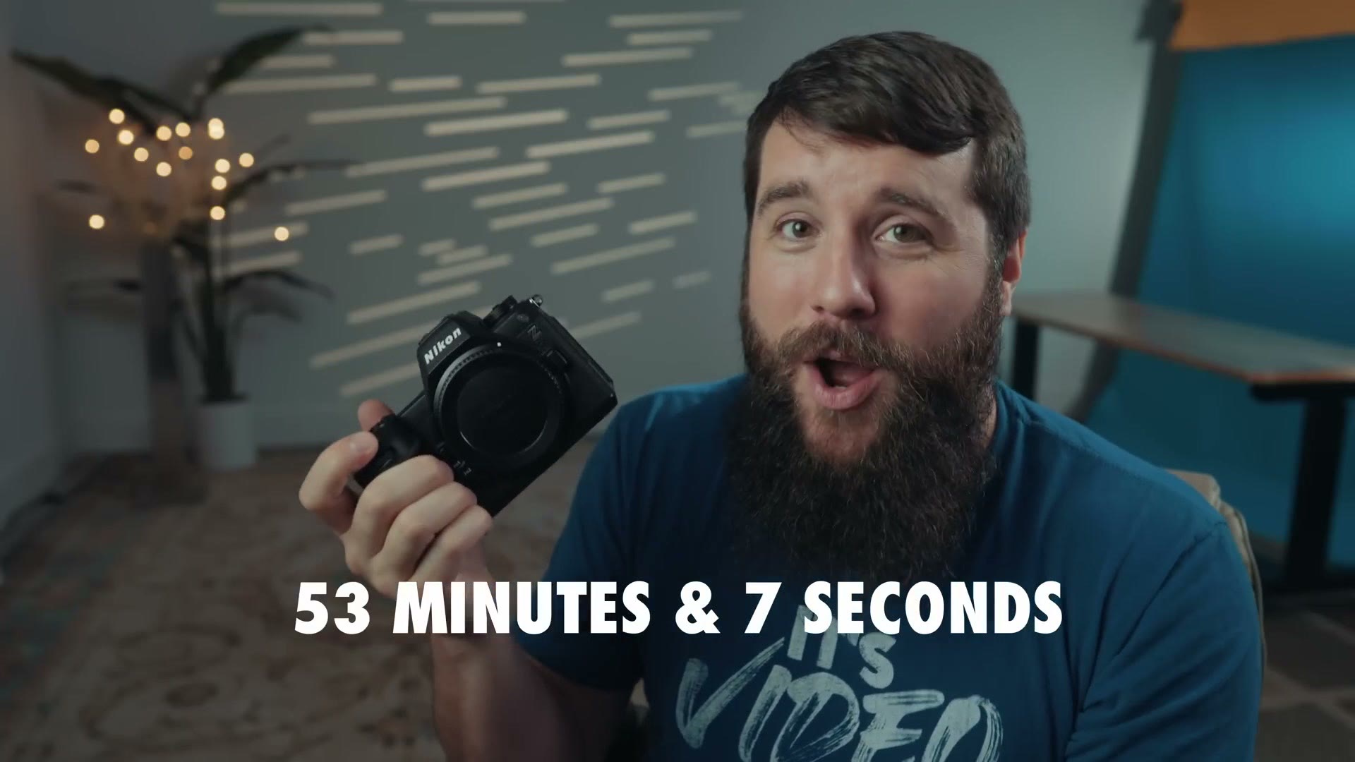 On screen text reading 53 minutes and 7 seconds from the Nikon Z6 III overheating test